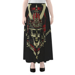 Samurai Warrior Skull Print Chiffon Maxi Skirt