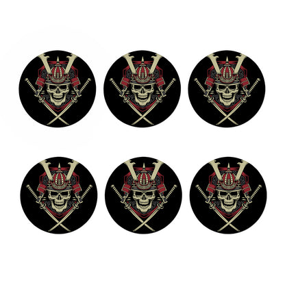 Samurai Warrior Skull Print Coaster Set