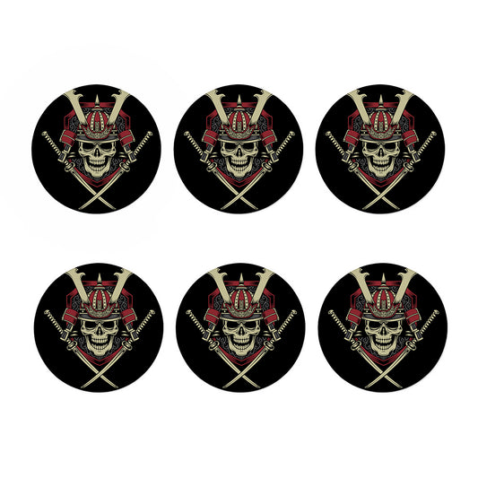 Samurai Warrior Skull Print Coaster Set