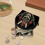 Samurai Warrior Skull Print Coin Purse