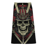 Samurai Warrior Skull Print Cotton Front Slit Maxi Skirt