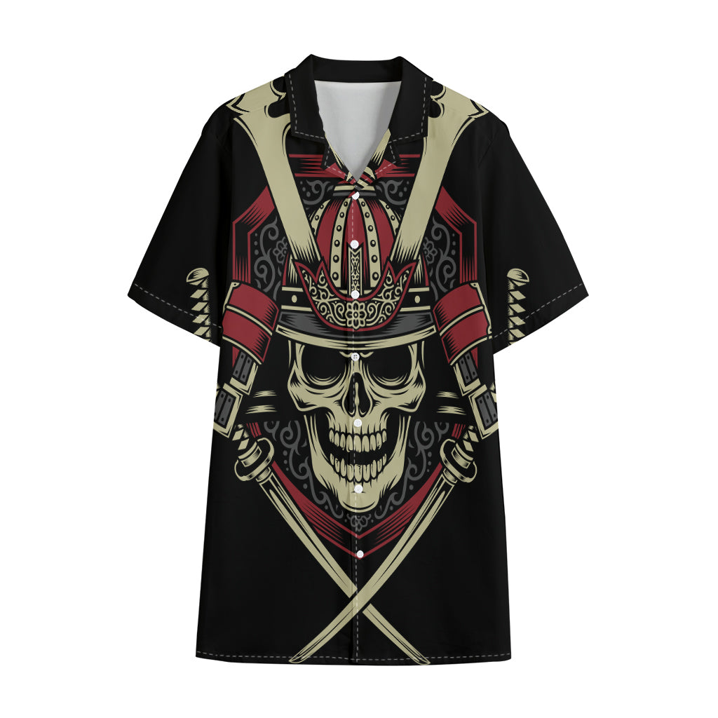 Samurai Warrior Skull Print Cotton Hawaiian Shirt