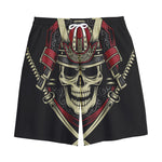 Samurai Warrior Skull Print Cotton Shorts