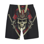 Samurai Warrior Skull Print Cotton Shorts