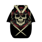 Samurai Warrior Skull Print Dog Zip Up Hoodie