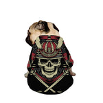 Samurai Warrior Skull Print Dog Zip Up Jacket