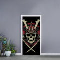 Samurai Warrior Skull Print Door Sticker