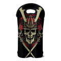 Samurai Warrior Skull Print Double Neoprene Wine Tote