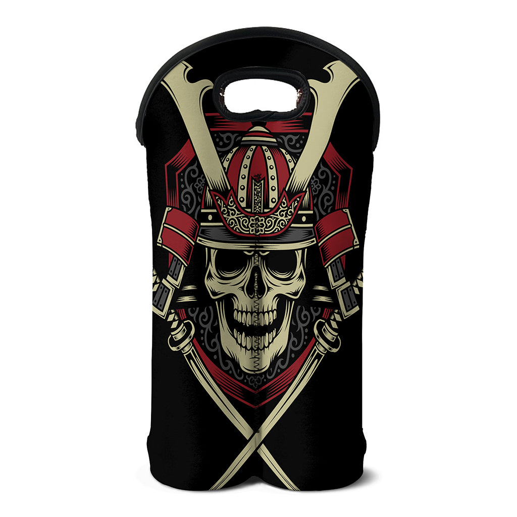 Samurai Warrior Skull Print Double Neoprene Wine Tote