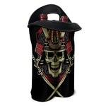 Samurai Warrior Skull Print Double Neoprene Wine Tote