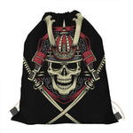 Samurai Warrior Skull Print Drawstring Bag