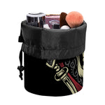 Samurai Warrior Skull Print Drawstring Makeup Bag