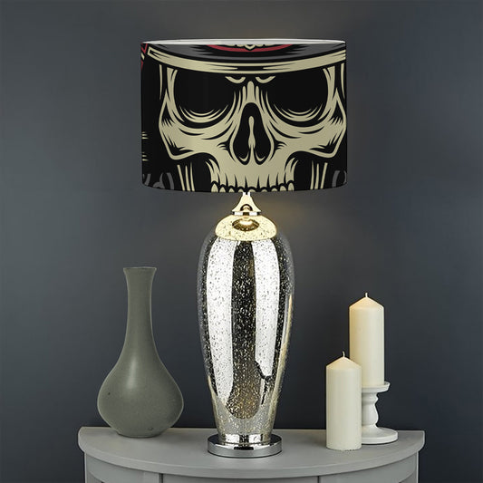 Samurai Warrior Skull Print Drum Lamp Shade