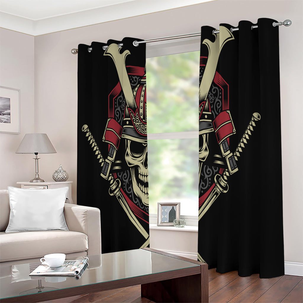 Samurai Warrior Skull Print Extra Wide Grommet Curtains