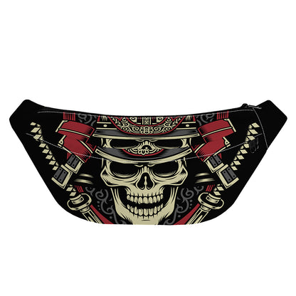 Samurai Warrior Skull Print Fanny Pack