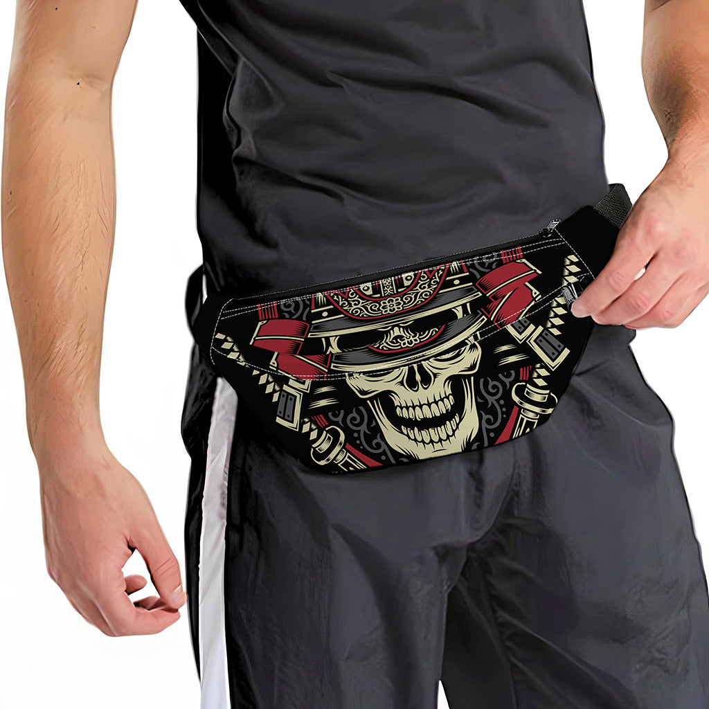 Samurai Warrior Skull Print Fanny Pack