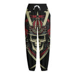 Samurai Warrior Skull Print Fleece Lined Knit Pants