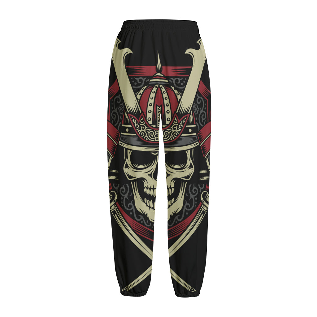 Samurai Warrior Skull Print Fleece Lined Knit Pants