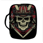 Samurai Warrior Skull Print Front Pocket Bible Bag