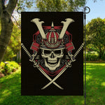 Samurai Warrior Skull Print Garden Flag