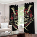 Samurai Warrior Skull Print Grommet Curtains