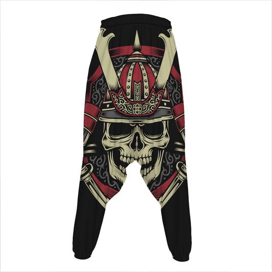Samurai Warrior Skull Print Hammer Pants