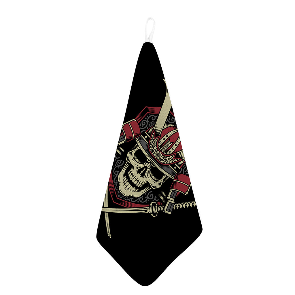 Samurai Warrior Skull Print Hand Towel