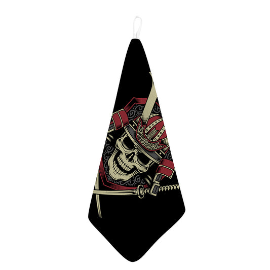 Samurai Warrior Skull Print Hand Towel