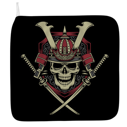 Samurai Warrior Skull Print Hand Towel