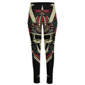 Samurai Warrior Skull Print High-Waisted Pocket Leggings