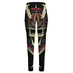 Samurai Warrior Skull Print High-Waisted Pocket Leggings