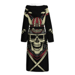 Samurai Warrior Skull Print Hooded Bathrobe