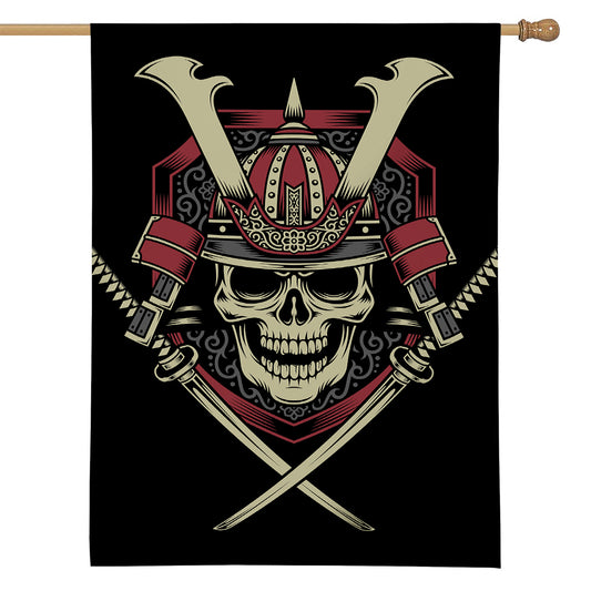Samurai Warrior Skull Print House Flag