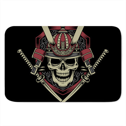 Samurai Warrior Skull Print Indoor Door Mat