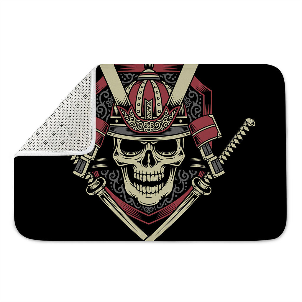 Samurai Warrior Skull Print Indoor Door Mat