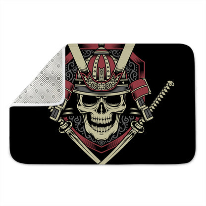 Samurai Warrior Skull Print Indoor Door Mat