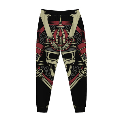 Samurai Warrior Skull Print Jogger Pants
