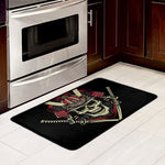 Samurai Warrior Skull Print Kitchen Mat