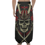 Samurai Warrior Skull Print Lantern Pants