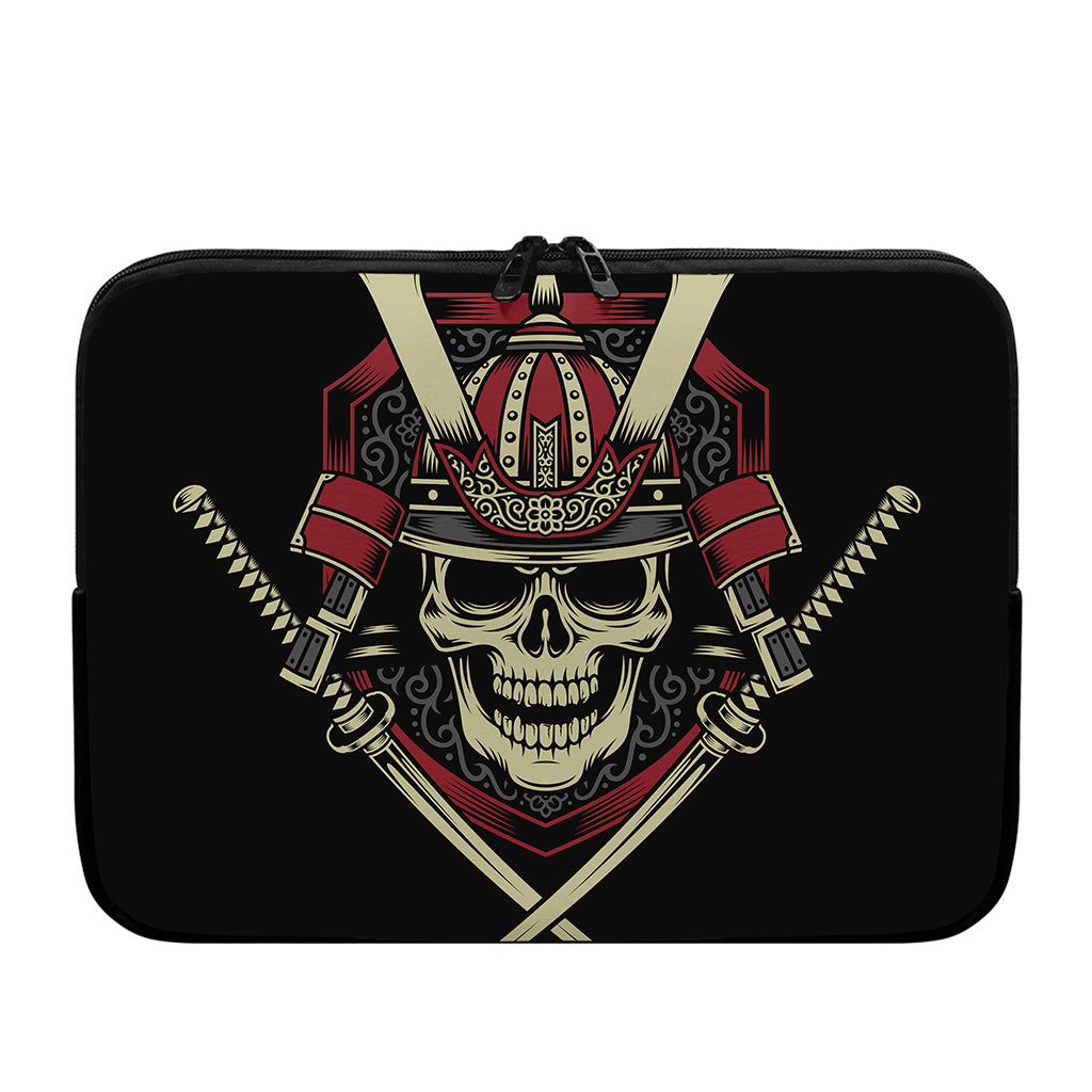 Samurai Warrior Skull Print Laptop Sleeve