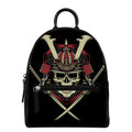 Samurai Warrior Skull Print Leather Backpack