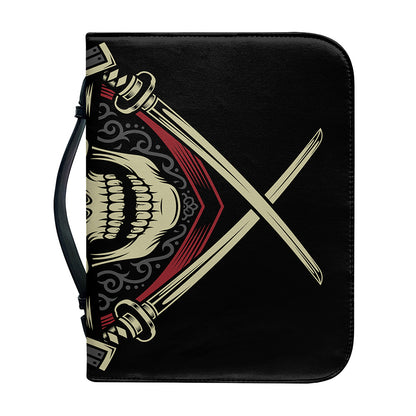 Samurai Warrior Skull Print Leather Bible Cover