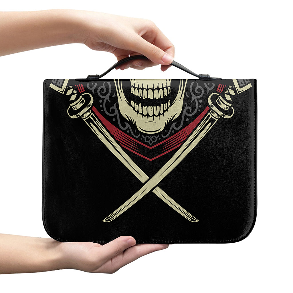 Samurai Warrior Skull Print Leather Bible Cover