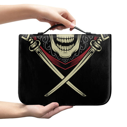 Samurai Warrior Skull Print Leather Bible Cover