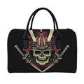 Samurai Warrior Skull Print Leather Duffel Bag