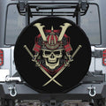 Samurai Warrior Skull Print Leather Spare Tire Cover