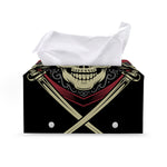 Samurai Warrior Skull Print Leather Tissue Box Cover