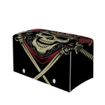 Samurai Warrior Skull Print Leather Tissue Box Cover
