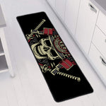 Samurai Warrior Skull Print Long Kitchen Mat