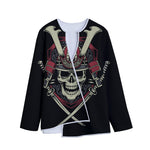 Samurai Warrior Skull Print Long Sleeve Short Coat